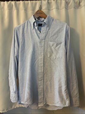 Men's Light Blue Pinstripe Button-Up Shirt - Classic Casual